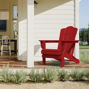 Red HDPE Folding Plastic Adirondack Chair(1 Pack）