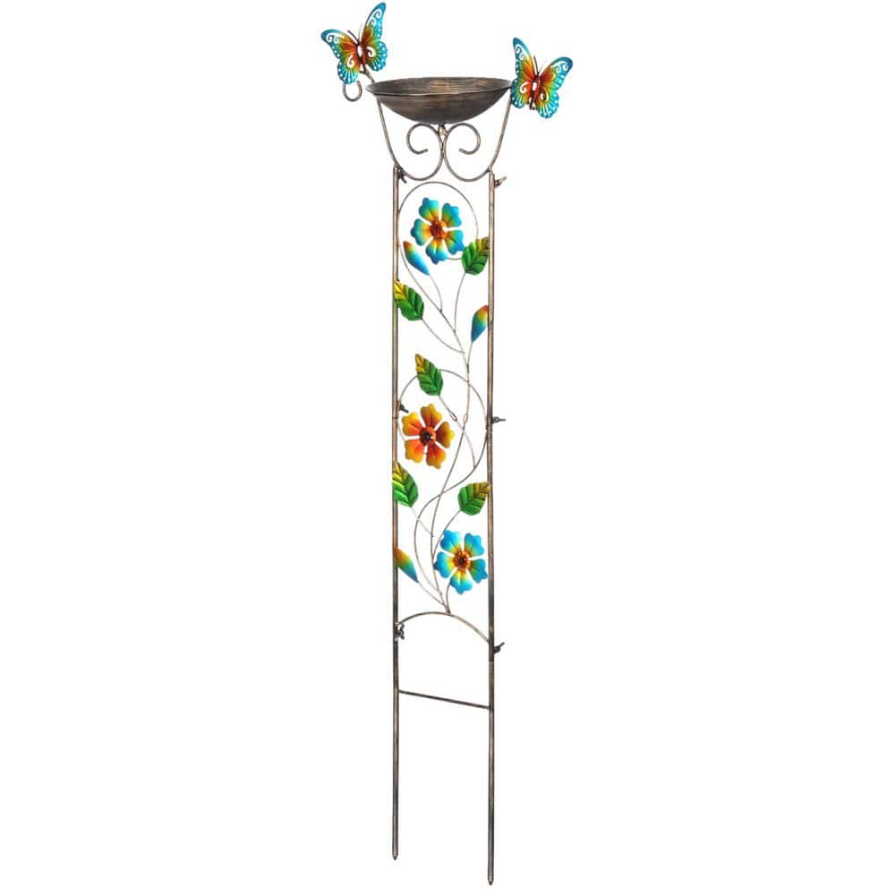 6.7 in. Diameter Outdoor Garden Trellis Yellow Birdbath Bowl with  Floral-Butterfly Decoration and Removable Water Basin price history on PriceWatchPro