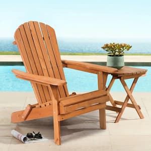 Bella Natural Folding Solid Acacia Wood Adirondack Chair