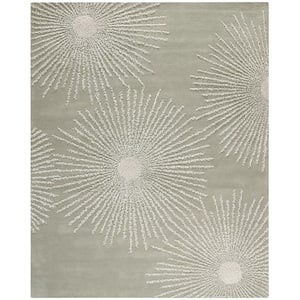 Soho Grey/Ivory Wool 8 ft. x 10 ft. Floral Area Rug