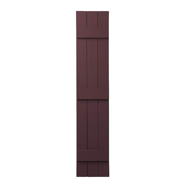Ply Gem 11 in. x 59 in. Polypropylene 3-Board Closed Board and Batten Shutters Pair in Vineyard Red