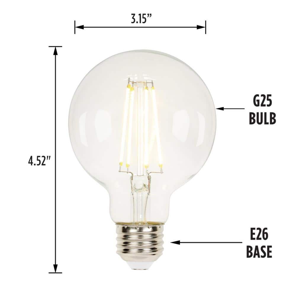 Clear Dimmable LED Filament Globe Bulbs, 5.5 Watt, Pack of 2