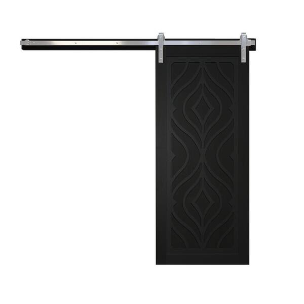 VeryCustom 42 in. x 84 in. Zaftig Sway Midnight Wood Sliding Barn Door with Hardware Kit in Stainless Steel