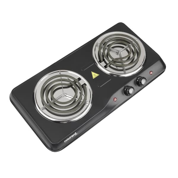 OVENTE Electric Countertop Double Burner, 1700W Cooktop with 6 and 5.75  Stainless Steel Coil Hot Plates, 5 Level Temperature Control, Indicator
