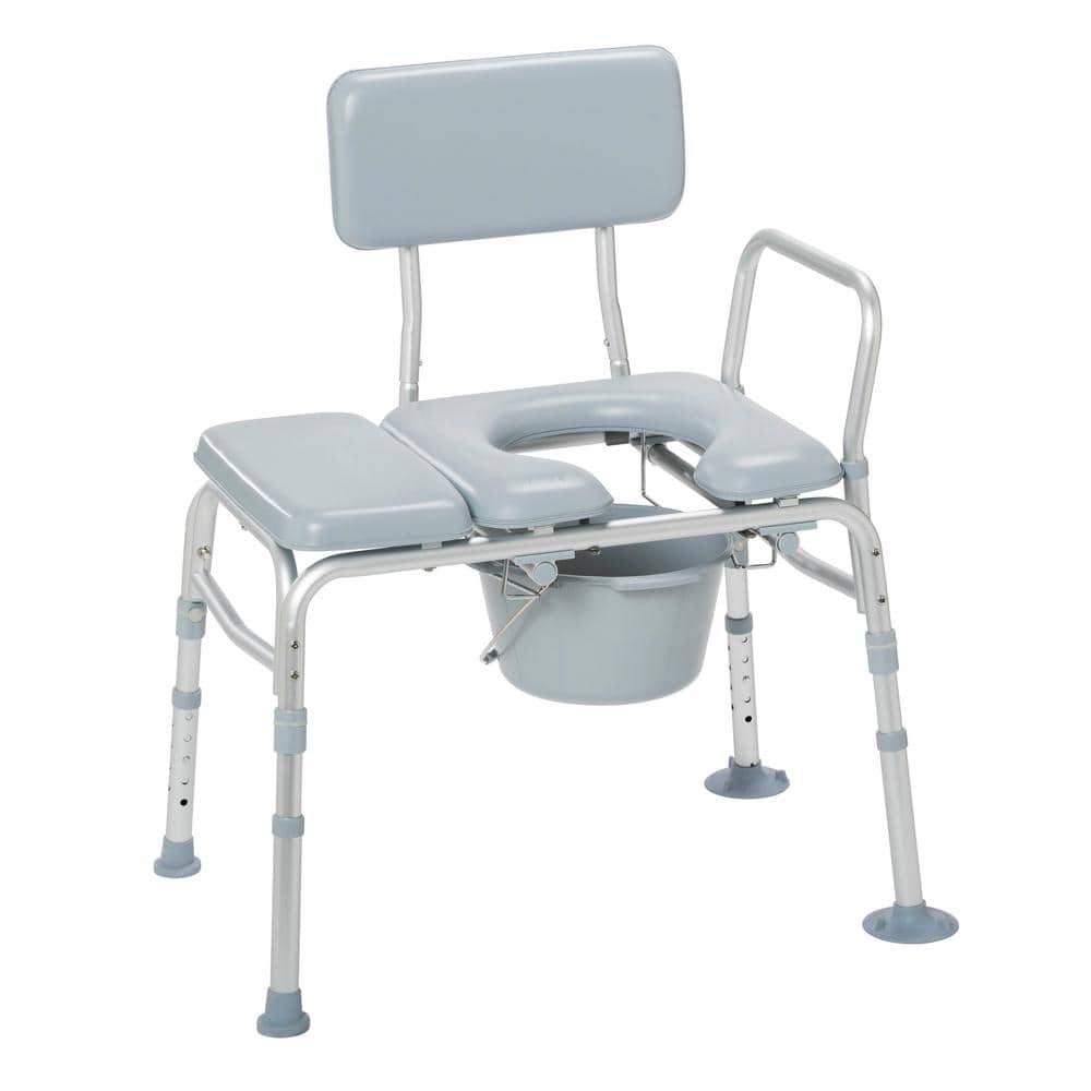 Drive Medical Padded Seat Transfer Bench with Commode Opening, Gray -  12005kdc-1