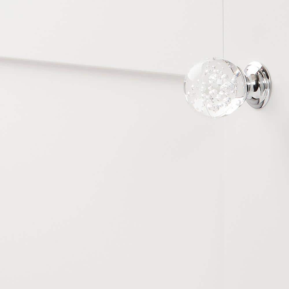 Round Glass Cabinet Knob with Chrome Finish