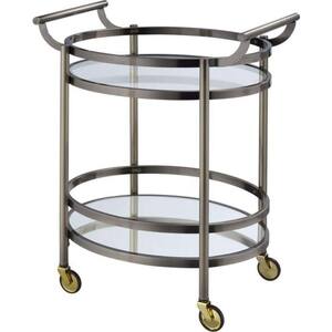 Blue and White Rattan Bar Cart – English Elm