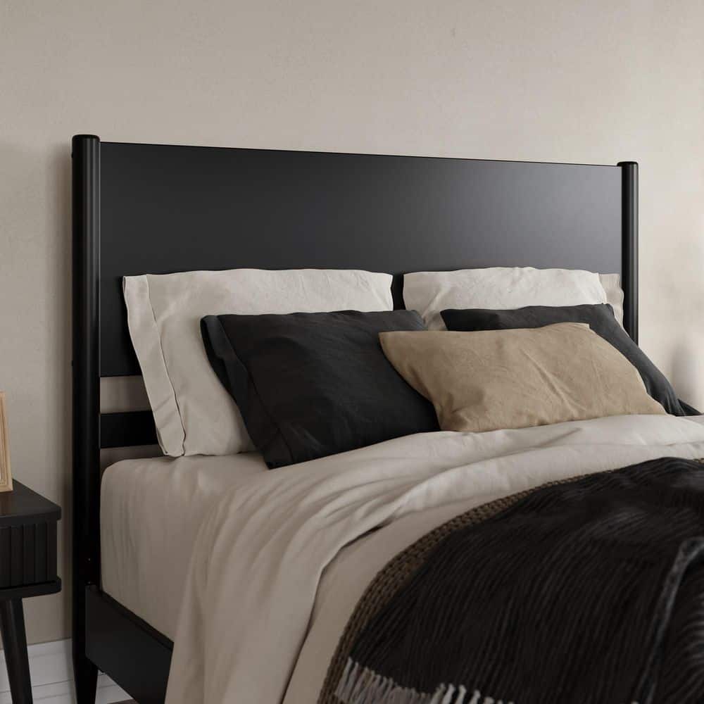 Pasadena Black Queen Modern Wood Panel Headboard