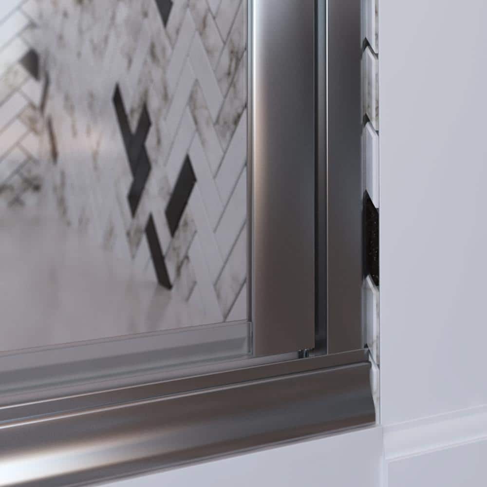 Elite Chrome Semi-Frameless Pivot Shower Door with Clear Glass