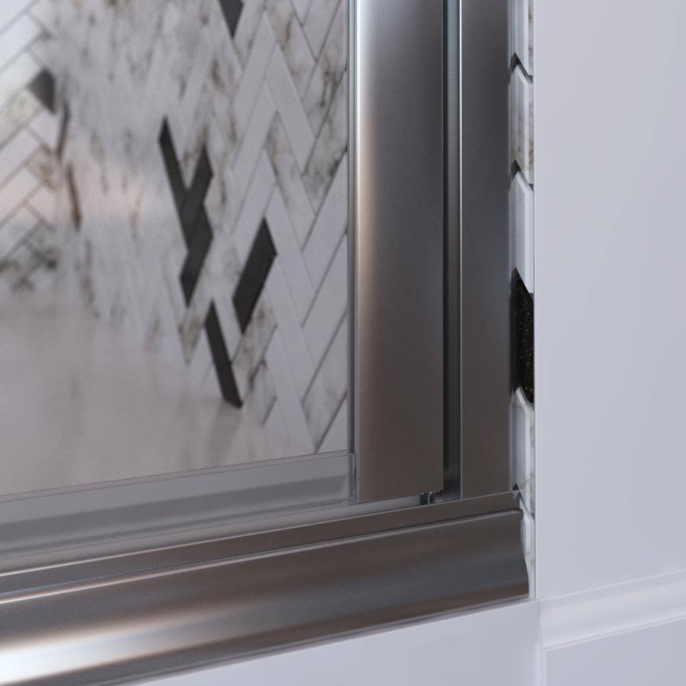 Distinctive Elite Chrome Semi-Frameless Hinged Shower Door with Clear Glass