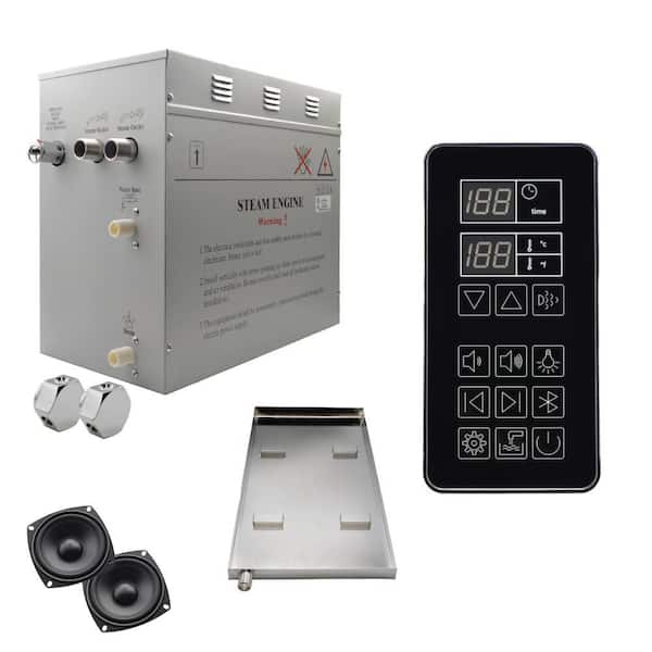 Superior SteamPoint Plus 12kW Steam Bath Generator, Self-Draining with Bluetooth Digital Keypad in Black and Drip Pan
