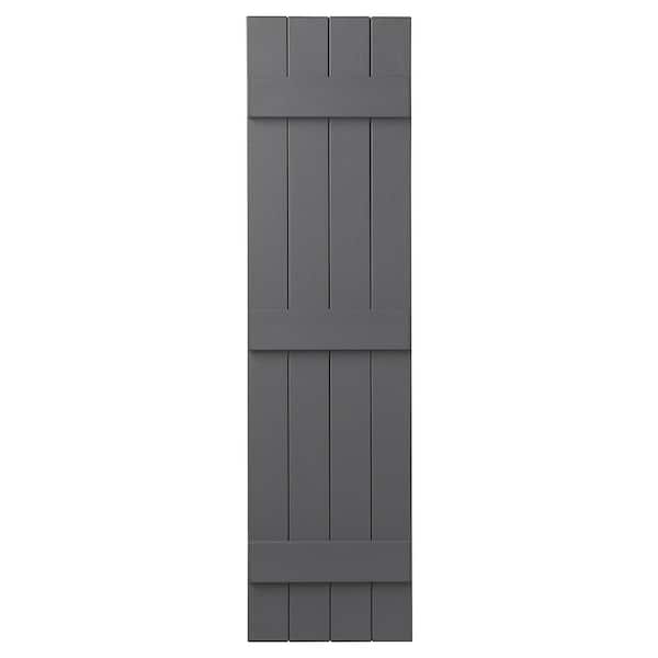 Ply Gem 15 in. x 55 in. Polypropylene 4-Board Closed Board and Batten Shutters Pair in Gray