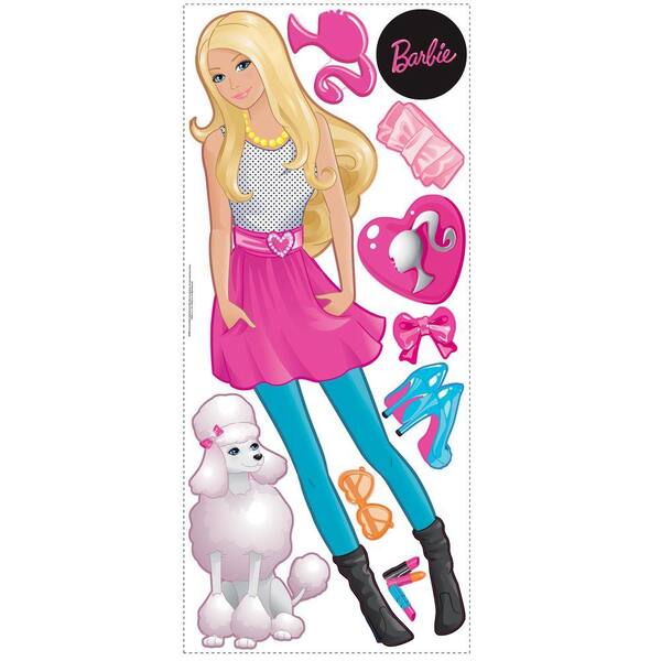 Unbranded 18 in. x 40 in. Barbie 13-Piece Peel and Stick Giant Wall Decal