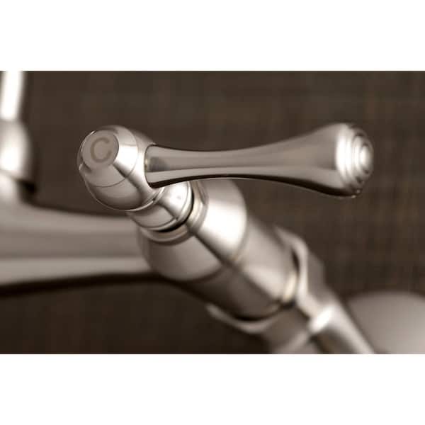 Kingston Brass Kingston Adjustable Center 2-Handle Wall-Mount Laundry Faucet in Brushed Nickel