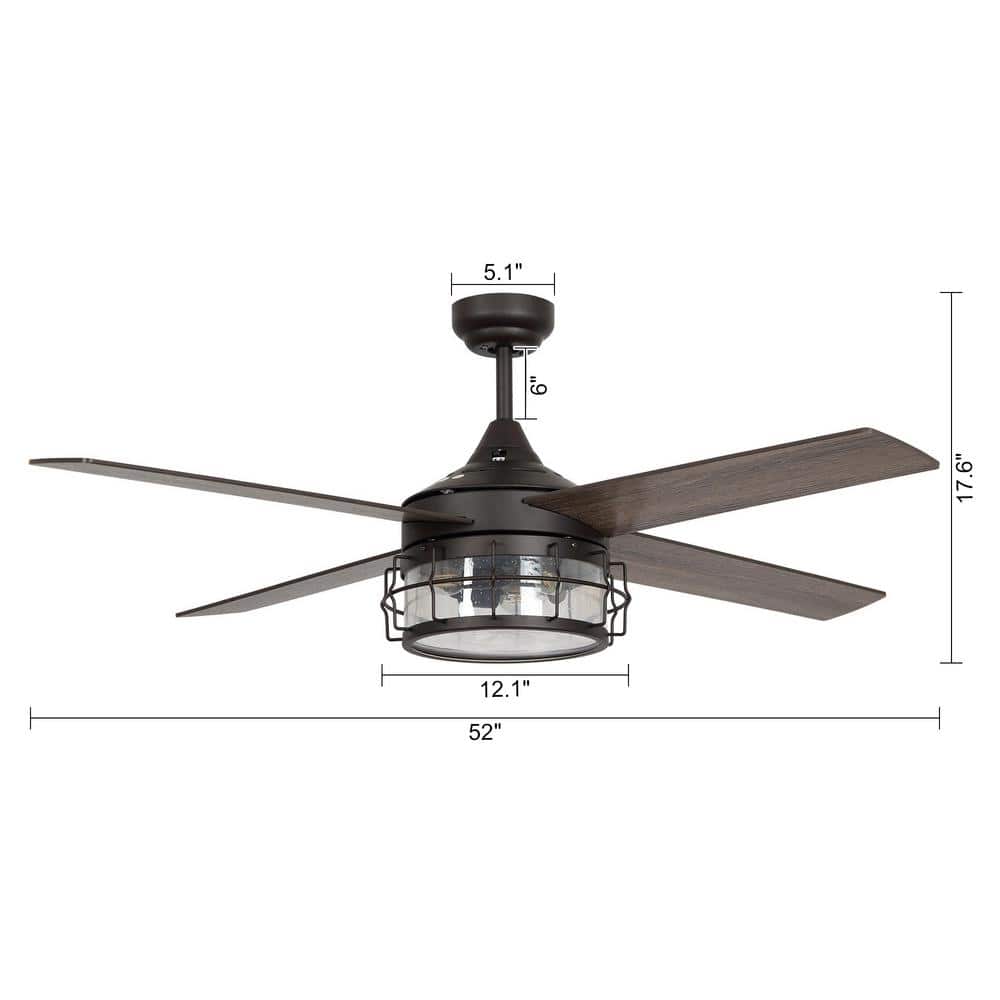 52-Inch Oil-Rubbed Bronze Industrial Ceiling Fan with Light and Remote