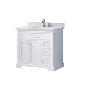 Lorna 36 in. Bath Vanity in White with Composite Vanity Top in White with White Basin