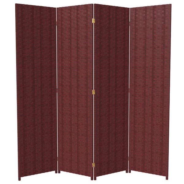 Oriental Furniture 6 ft. Red-Black 4-Panel Room Divider