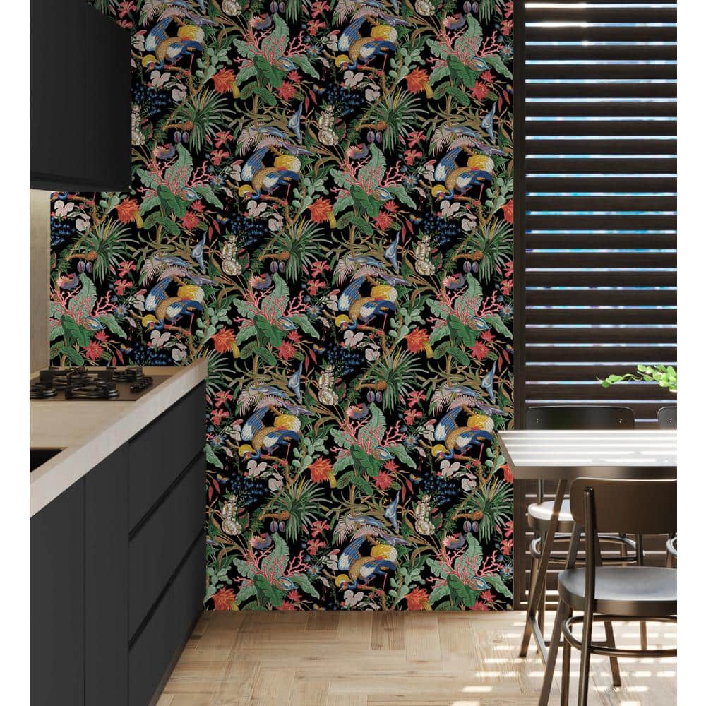 Ebony Tropical Canopy Self-Adhesive Vinyl Wallpaper