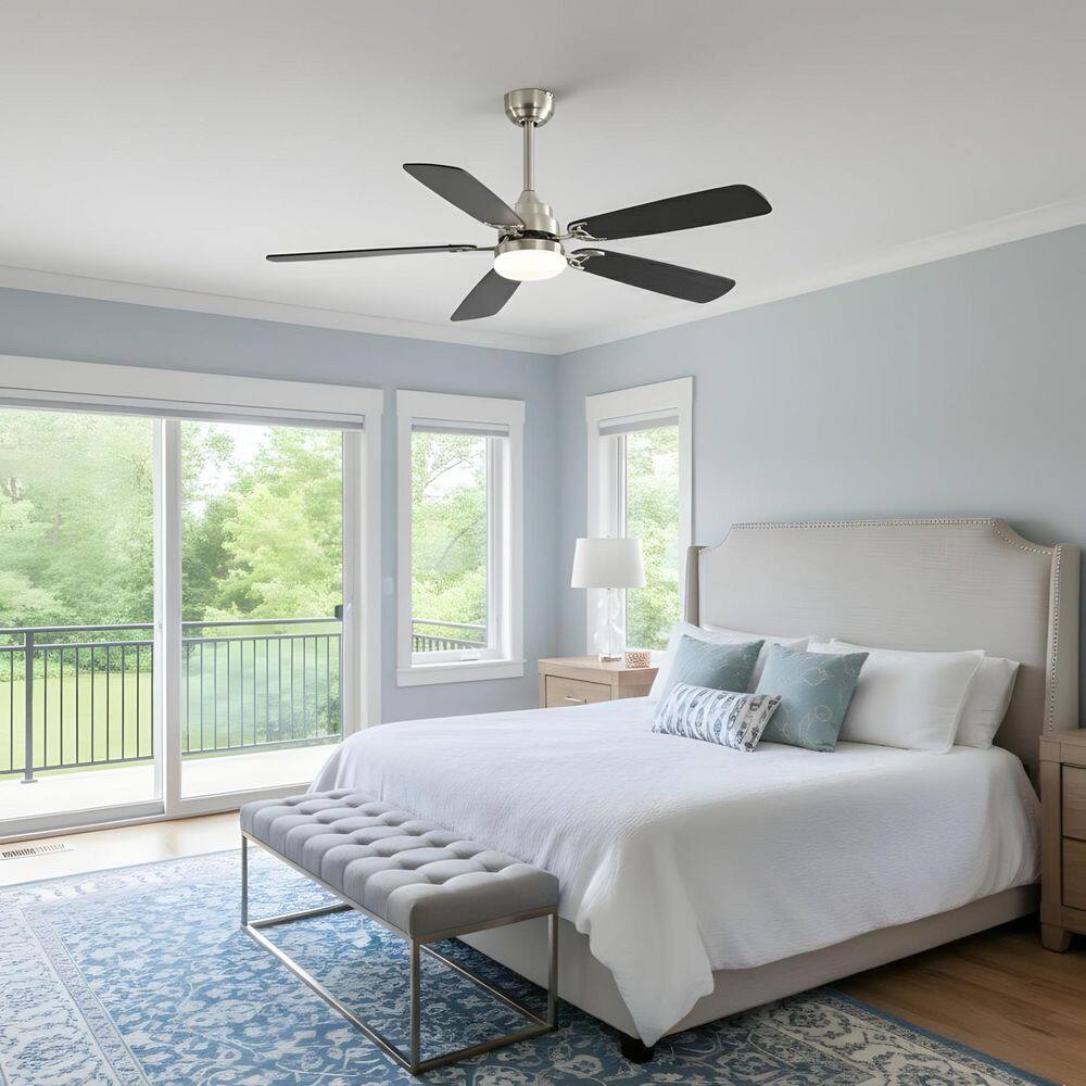 52 in. Integrated LED Indoor Nickel Ceiling Fan with Lighting Kit, Bi-Color Fan Blade price history on PriceWatchPro