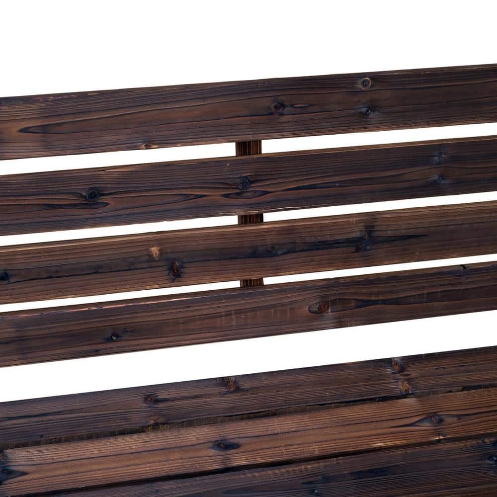 Rustic Fir Wood Wagon Wheel Bench, Carbonized Brown, 41.5" x 23.25"
