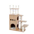 Wooden Cat Tree Multi-Level Cat Tower with Fully Sisal Covering Scratching Posts, Deluxe Condos and Capsule Nest