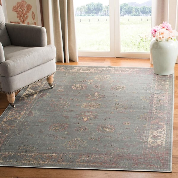 Vintage 10 ft. x 14 ft. Gray/Multi Distressed Border Area Rug