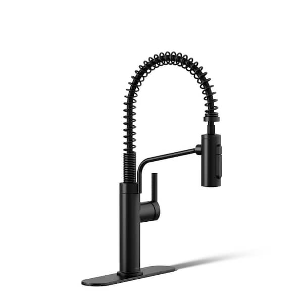 Ringby Single Handle 3-Function Pull Down Sprayer Kitchen Faucet In Matte Black