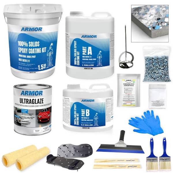 1.5 gal. Gray Gloss 2-Part 300 sq.ft. Epoxy Kit Interior Industrial Concrete Basement & Garage Epoxy Floor Paint Kit