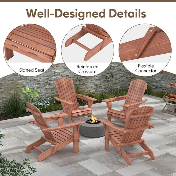 Brown Folding Fir Wood Adirondack Chair(1-Pack)