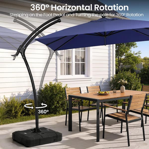 11 ft aluminum cantilever tilt patio umbrella with Base with 360 Rotation and Adjustment-Navy free aluminum and features 8 sturdy steel ribs Pellebant 11 ft. Octagonal Aluminum