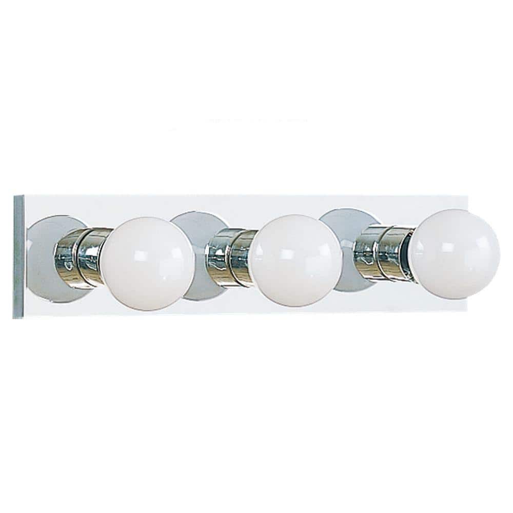 Center Stage 18 in. 3-Light Chrome Traditional Wall Dressing Room Hollywood