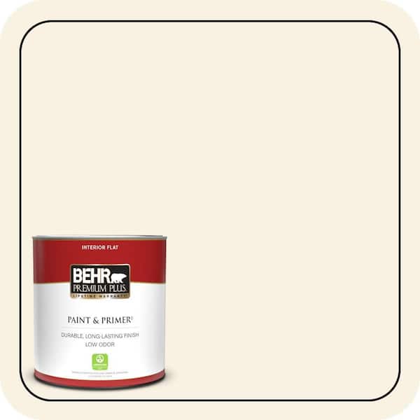 BEHR PREMIUM PLUS 1 qt. #W-F-100 Belgian Cream Flat Low Odor Interior Paint & Primer