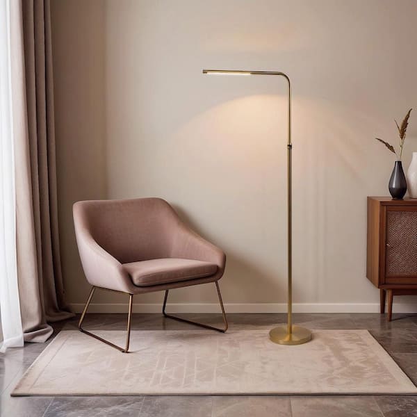 AIKVSXER 63 in. Brass Gold Standard LED Floor Lamp for Living Room
