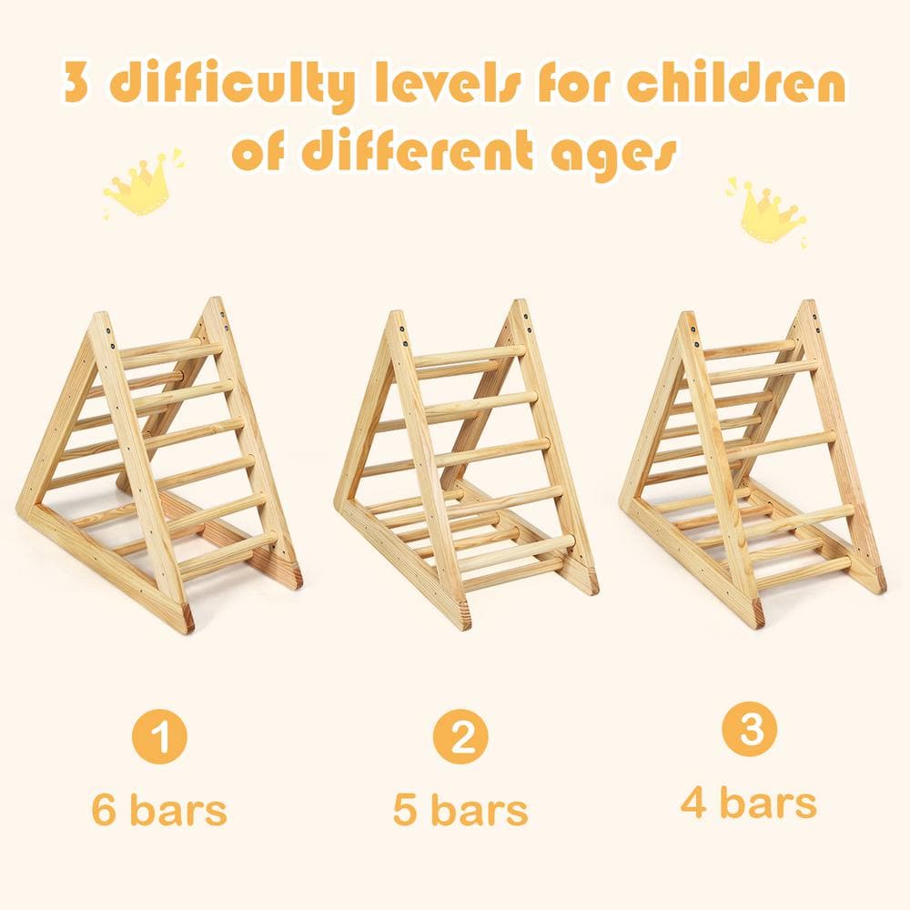 Natural Pine Indoor Climbing Triangle Ladder for Toddlers