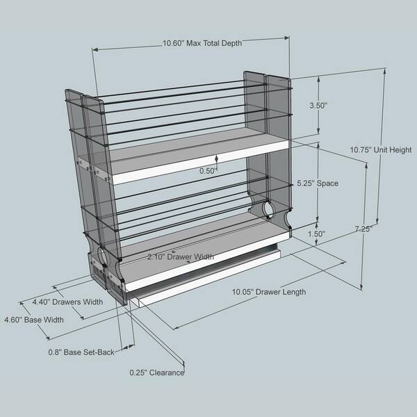 Vertical Spice 4-Shelf Cream Cabinet Mount Spice Rack 22x2x11DC