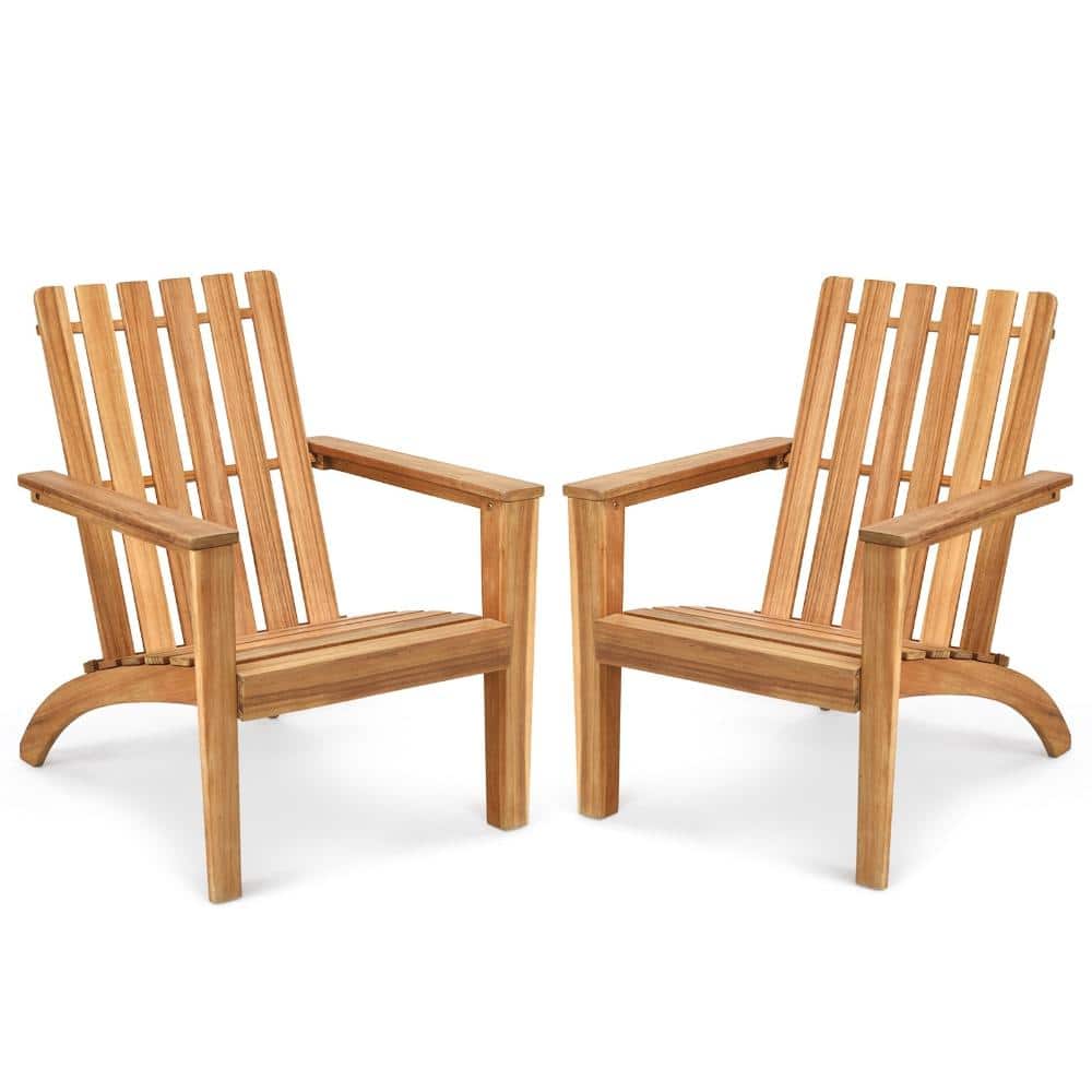 29 in. Acacia Wood Adirondack Lounge Chair with Curved Seat, Wide Armrests and 350 lb. Capacity, Natural price history on PriceWatchPro
