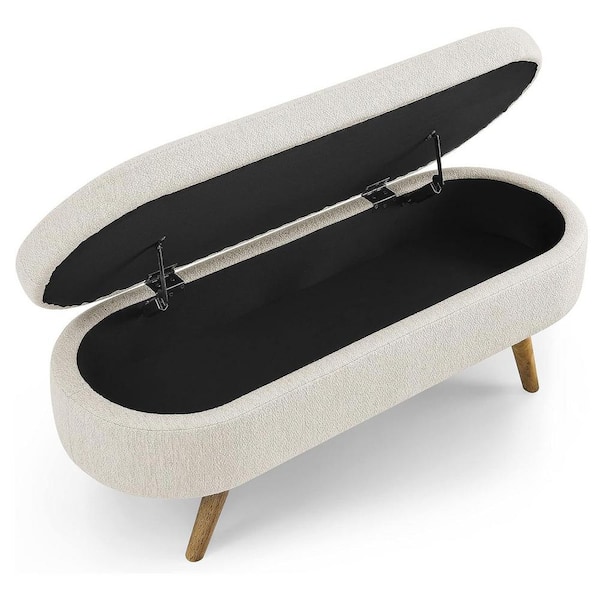 CSC DECOR INC Ottoman Beige Oval Storage Bench(16 in. H x 43.5 in. W x 16 in. D)