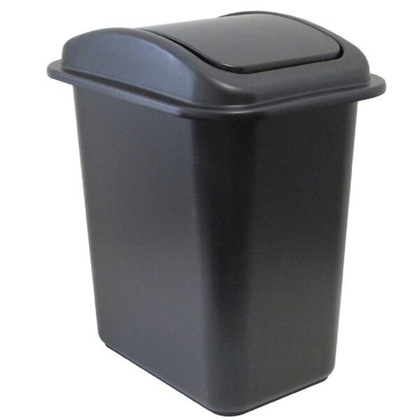 United Solutions 28 Qt. Black Wastebasket with Universal Lid