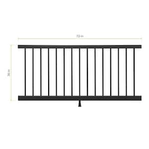 Enhance 6 ft. W x 36 in. H Charcoal Black Composite Rail with Black Round Aluminum Baluster Kit-Horizontal