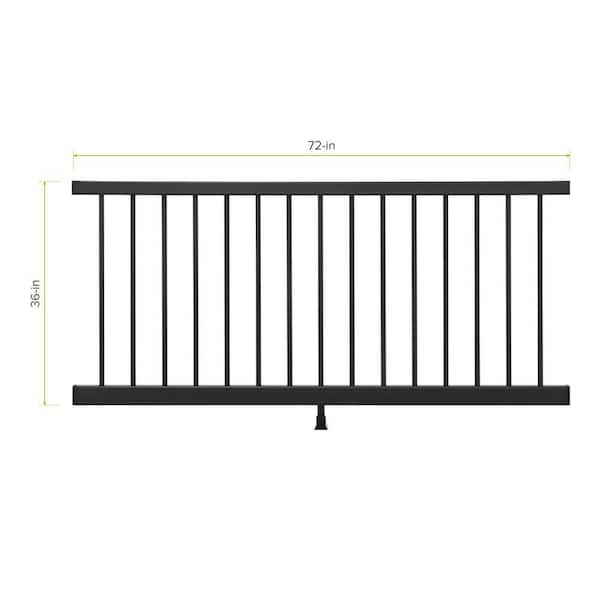 Enhance 6 ft. W x 36 in. H Charcoal Black Composite Rail with Black Round Aluminum Baluster Kit-Horizontal
