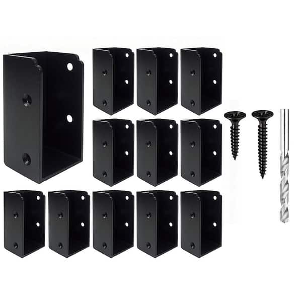 U-Shaped Deck Railing Bracket Connectors with Screws for 2 x 4 Lumber Stair Handrail Concealed Connectors 12-Pack