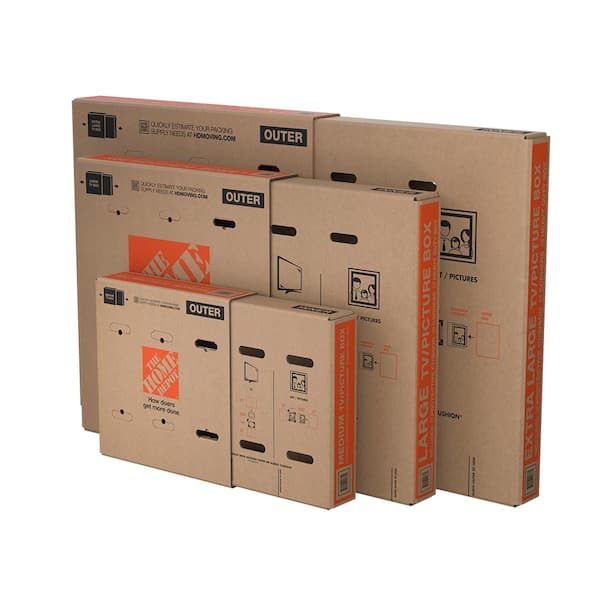 40 in. L x 4 in. W x 80 in. D Heavy-Duty Extra-Large, Large, and Medium Adjustable TV and Picture Moving Box Combo Pack
