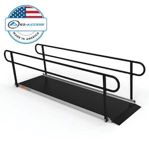 GATEWAY 3G 10 ft. Aluminum Solid Surface Black Wheelchair Ramp with Black 2-Line Handrails