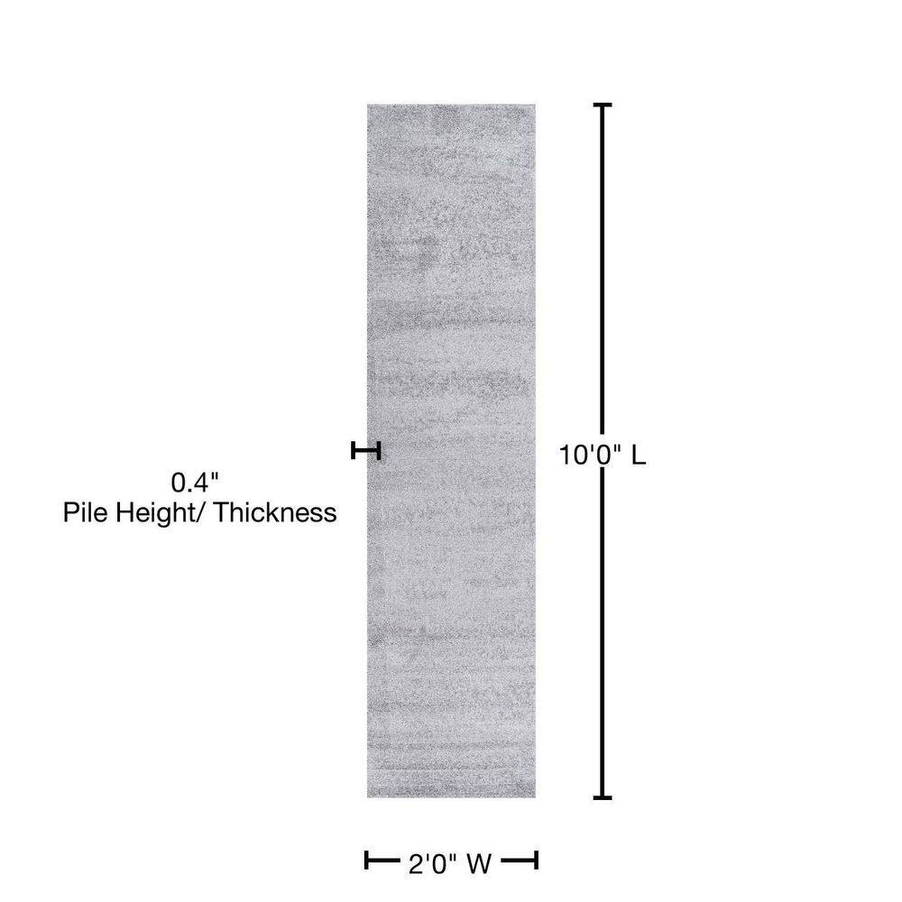 Light Gray Solid Synthetic Low-Pile Runner Rug