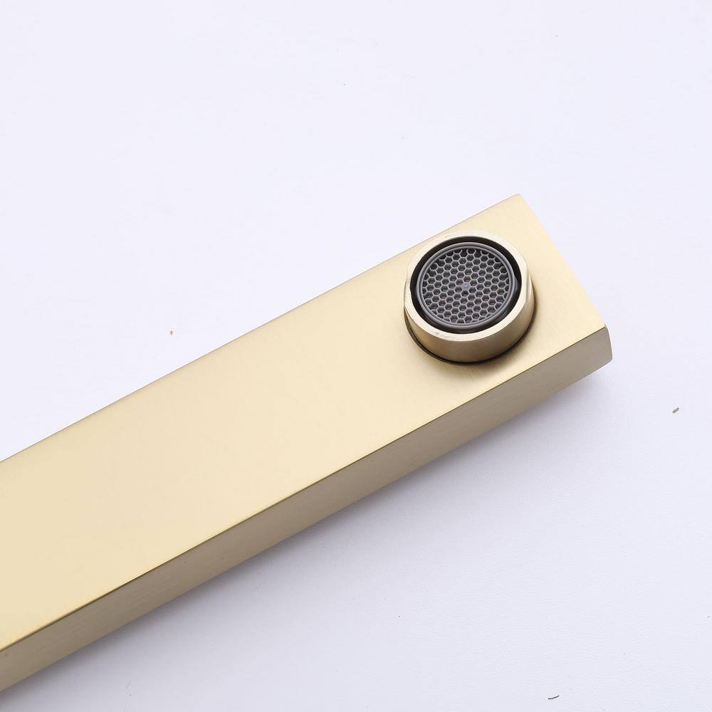 Brushed Gold Brass Double Handle Widespread Bathroom Faucet