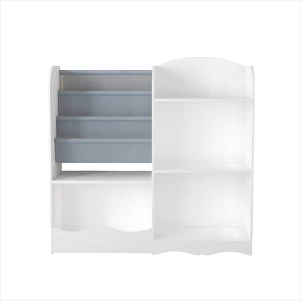 Unbranded 3-Tier 33.7 in. W x 10.2 in. D White MDF Decorative Wall Shelf, Bookshelf and Toy Organizer-Fabric Bookcase for Rooms