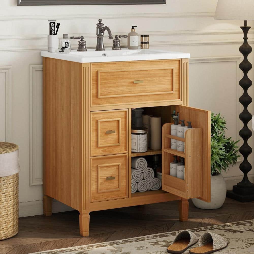 24 in. W x 18.3 in. D x 34 in. H Freestanding Bath Vanity in White with White Ceramic Top(Unassembled) price history on PriceWatchPro
