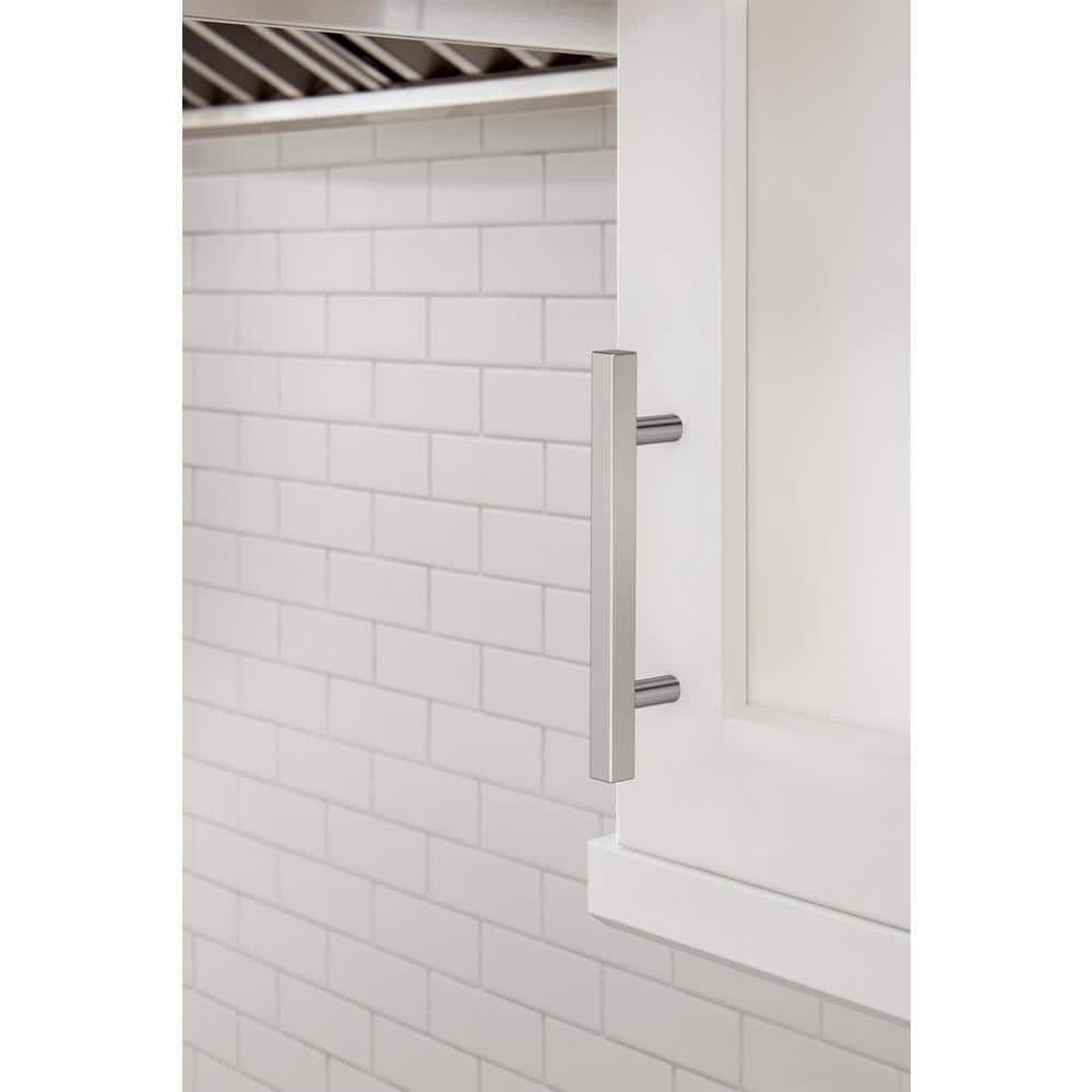 Polished Chrome Square Bar Cabinet Pulls, 10 Pack