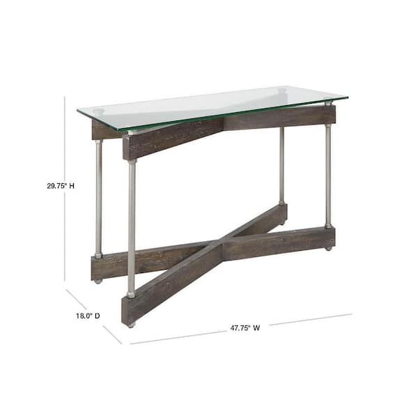 Silverwood Furniture Reimagined Garth 48 In Gunmetal Rectangle Glass Console Table With X Base Cpft1293 Cns The Home Depot