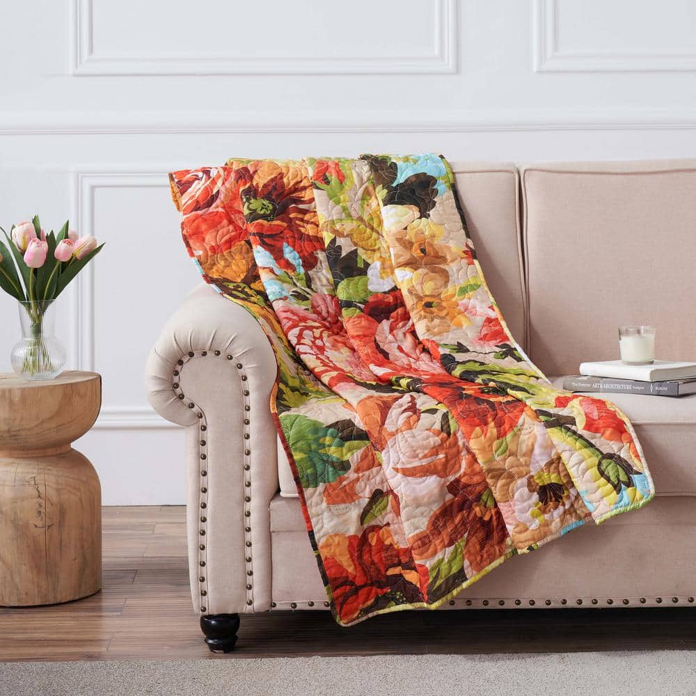Senna Floral Boho 50x60-inch Reversible Quilted Throw